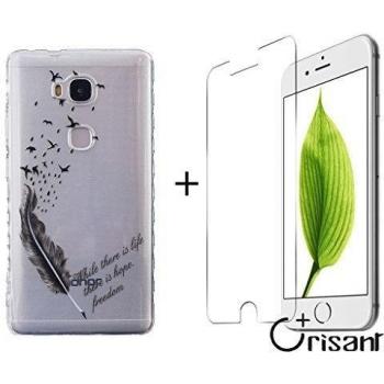 case cover para Huawei Honor 5X,Crisant cotización negro Diseño Protección suave Transparente TPU Gel silicona Teléfono Celular Back funda Carcasa para Huawei Honor 5X + UN Vidrio Templado Protector de Pantalla Film