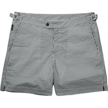 Fitted Striped Seersucker Swim Shorts