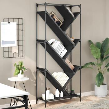 Estantería de madera y metal multicapa negra 79x30x180 cm
