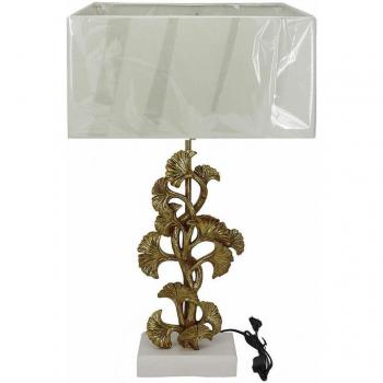 Lámpara de mesa DKD Home Decor Dorado Poliéster Blanco Resina (38 x 20 x 59,5 cm)