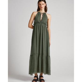 Vestido Fifi verde Pepe Jeans - Elegante vestido largo en chifón con escote en V