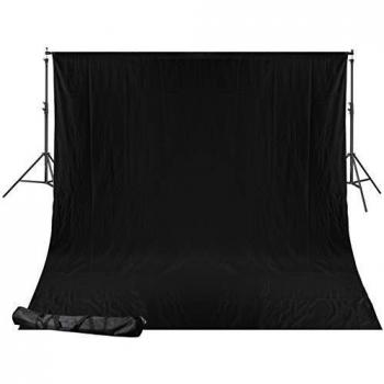 BRESSER BR-D24 Soporte de Fondo + Telón de Fondo de 2,5 x 3m Negro