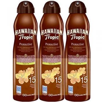 Hawaiian Tropic - Bruma Aceite Protector Solar SPF 15 - Aceite Para la Aceleración del Bronceado, 220ml, 3 uds