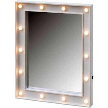 LOLAhome Espejo Luces Vintage Blanco led de 49x39 cm