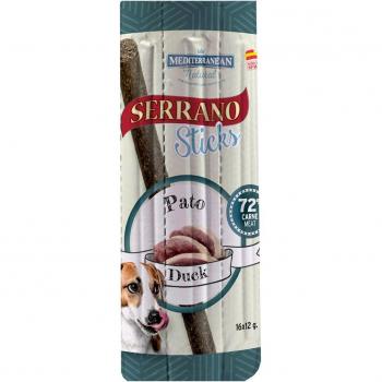 Mediterranean Natural Serrano Sticks Pato Snack para Perros Adultos 16 Unidades de 12g (Pack de 4)