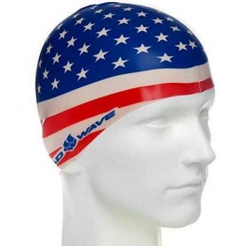 Gorro de natación Mad Wave USA azul y blanco