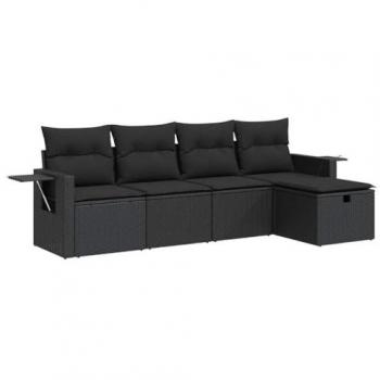 Set de muebles de jardín 5 pzas y cojines ratán sintético negro Vidaxl