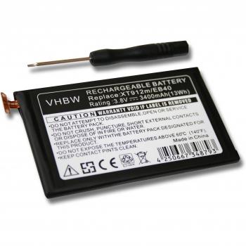 vhbw batería 3400mAh (3.8V) para Smartphone, Teléfono móvil, Celular Motorola Droid RAZR Maxx, XT912M, XT916 por EB40, SNN5910, SNN5910A, SNN5910B.