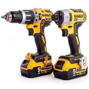 Pack 2 herramientas DEWALT DCK266P2T: Taladro percutor DCD796 + Atornillador de impacto DCF887, 18V, 2 baterías de 5Ah Li-Ion, carg