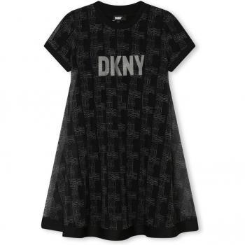 DKNY - Vestido de niña estampado de manga corta D60056