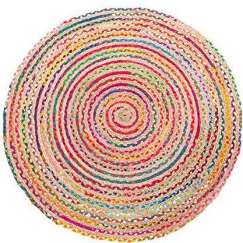 Alfombra Redonda Trenzada de Yute Multicolor 120 x 120 x 1 cm