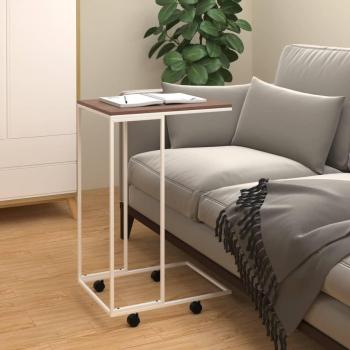 vidaXL Side Table with Wheels, White, 40x30x63.5 cm, Engineered Wood