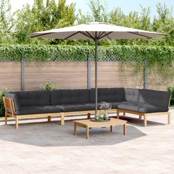 5-Piece Acacia Wood Garden Pallet Sofa Set with Cushions