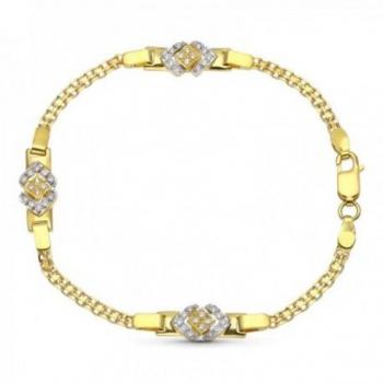 Pulsera de oro 18k para niña de Primera Comunión con doble cadena, circonitas y formas de mosquetón.