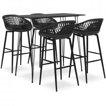 Mesa alta y taburetes de bar 5 piezas negro