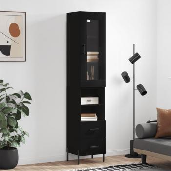 Aparador negro de madera contrachapada 34,5x34x180 cm