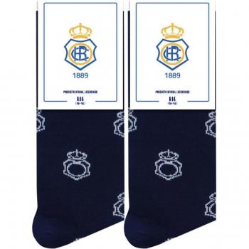 Calcetines Real Club Recreativo de Huelva Pepe Pinreles Logo Marino