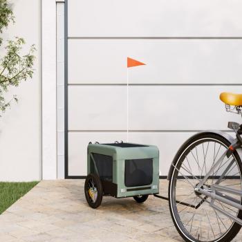 Remolque de bicicleta para mascotas de hierro y tela Oxford en color gris y negro
