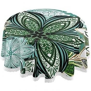 xigua Mantel redondo de 60 pulgadas con flores sin costuras, para mesa de mesa, tela para fiestas al aire libre, picnic, restaurante