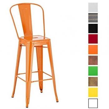 Taburete Industrial Aiden Naranja de Metal con Apoyo para los Pies