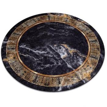 Alfombra Lavable Miro 51199.806 Círculo Mármol Antideslizante Negro/Dorado 120 cm