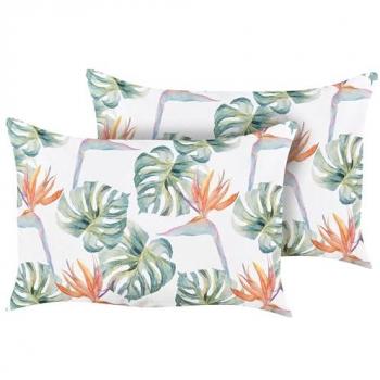 Conjunto de 2 cojines de jardín multicolor 40 x 60 cm poliéster motivo hojas Monstera diseño moderno