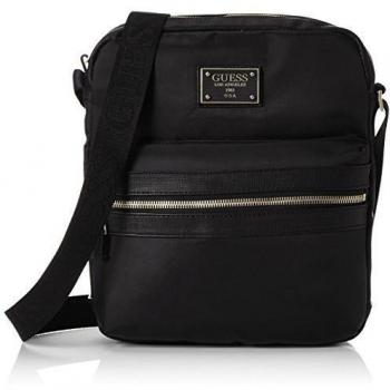Guess New Heritage Topzip Crossbody - Bolso de asas para hombre Negro negro