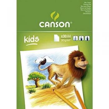 Bloc Encolado, A4, 30 Hojas, Canson Kids Dibujo 90g