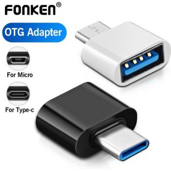 Adaptador FONKEN Micro USB OTG Tipo C, Convertidor de Cable de Datos Micro USB Macho a USB Hembra para Tablet Android, Teléfono Móvil y Portátil - Blanco