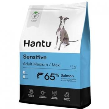 Hantu Pienso Hipoalergénico Sensitive Adult de Salmón para Perros Medianos y Grandes - 12 KG, 61% Salmón, Sin Gluten, Cuidado Dental, Piel Saludable, Salud Digestiva