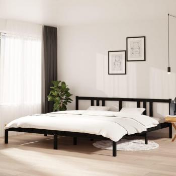 Estructura de cama cuadrada redonda de madera maciza negra 200x200 cm