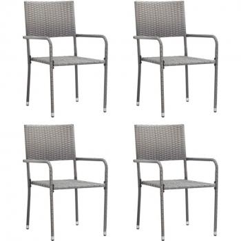 vidaXL Garden Dining Chairs 4 pcs Stackable Grey Poly Rattan