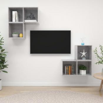 Juego de Muebles para TV 4 Piezas en Madera de Ingeniería Color Gris Cemento