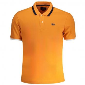 La Martina Orange Cotton Polo Shirt - XL Slim Fit with Contrast Details