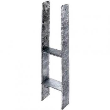 Base para postes en H de acero galvanizado, dimensiones 111x600 mm, grosor 6 mm