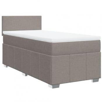 Estructura de cama box spring con colchón de muelles en tela gris taupe 90x190 cm