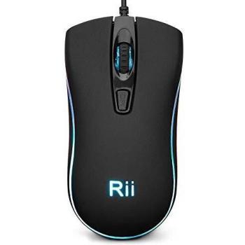 Rii RM105 ratón cableado, retroiluminación LED RGB Multicolor, 4 Niveles de sensibilidad Ajustables