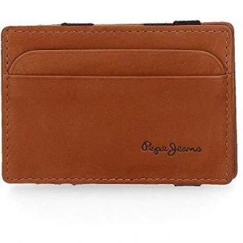 Pepe Jeans Fair Billetero con Tarjetero Marrón 9,5x6,5x1 cms Piel