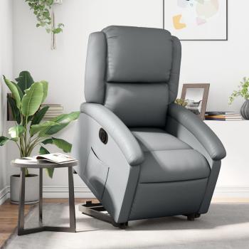Sillón reclinable elevable eléctrico de cuero sintético gris vidaXL