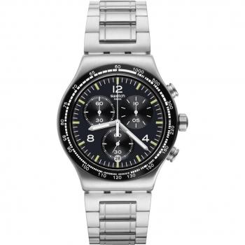 Reloj Swatch Night Flight Again YVS444GC con correa color gris de acero inoxidable