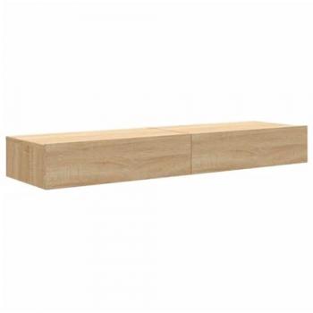 Muebles de TV con luces LED 2 uds, dimensiones 60x35x15,5 cm, color roble Sonoma, ideales para salón, incluye soportes de pared y armarios flotantes