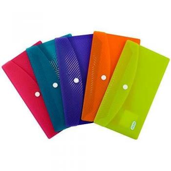 Paq5 carpeta sobre 22x12cm cierre broche pp colores surtidos