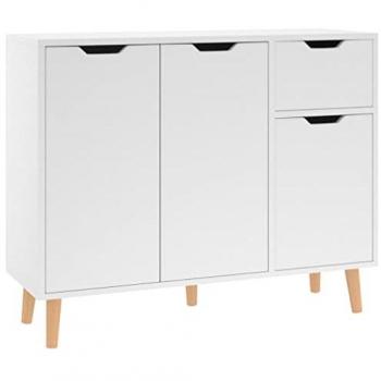 Aparador de madera contrachapada blanco 90x30x72 cm