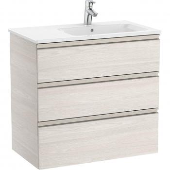 Mueble de baño Roca The Gap con 3 cajones y lavabo a la derecha, color Fresno nórdico