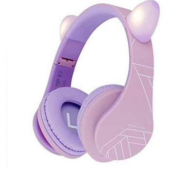 Auriculares para niños, PowerLocus Auriculares Bluetooth para niños, con 85DB Volumen Limitado, Auriculares Plegable con micrófono, Micro SD Slot, Auriculares Inalámbricos y con Cable, con Estuche