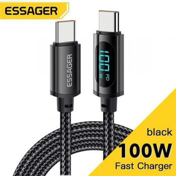 Cabo USB Tipo C 100W PD 7A para Carga Rápida y Transferencia de Datos - Compatible con OPPO, Realme, Huawei, Poco y Samsung - 2m Negro