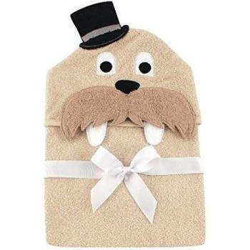 Luvable Amigos tejido Terry Animal caras toalla con capucha marrón Brown Walrus