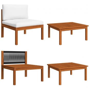 2-Piece Garden Lounge Set with Cushions Solid Acacia Wood
