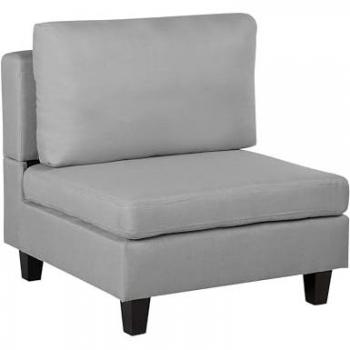 Sillón Modular Tapizado en Tela Gris Claro de 1 Asiento Acolchado Estilo Moderno Fevik