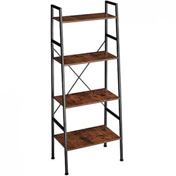 Estantería Liverpool Industrial 61,5 x 36,5 x 150 cm con 4 estantes, estructura estable y fácil de limpiar, patas ajustables en altura
